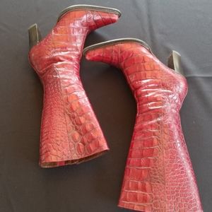 Donald J Pliner red leather boot